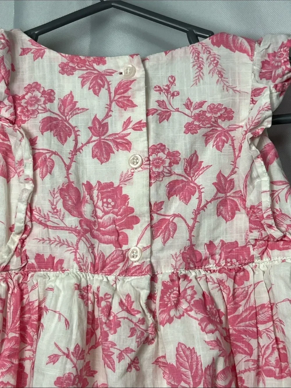 Baby GAP pink and white floral print smocked cotton dress 24 months